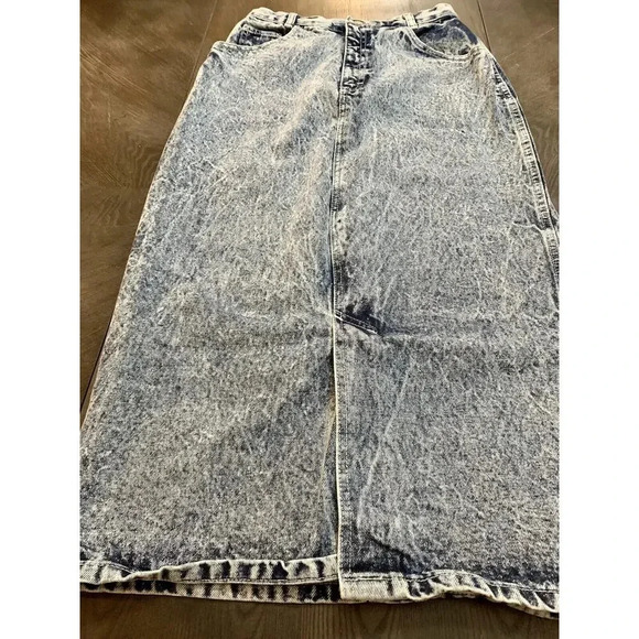 Vtg 80s Calvin By Calvin Klein Jean Skirt Stone Wash Size 11/12 EUC Made In USA - Picture 2 of 11